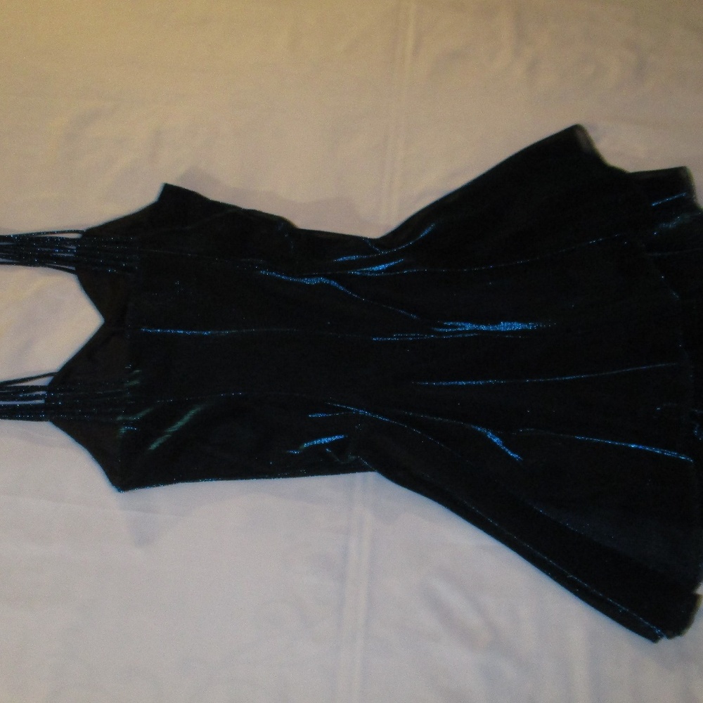 LATE EDITION, LTD AQUA/BLACK SPARKLE DRESS - Picture 8 of 8